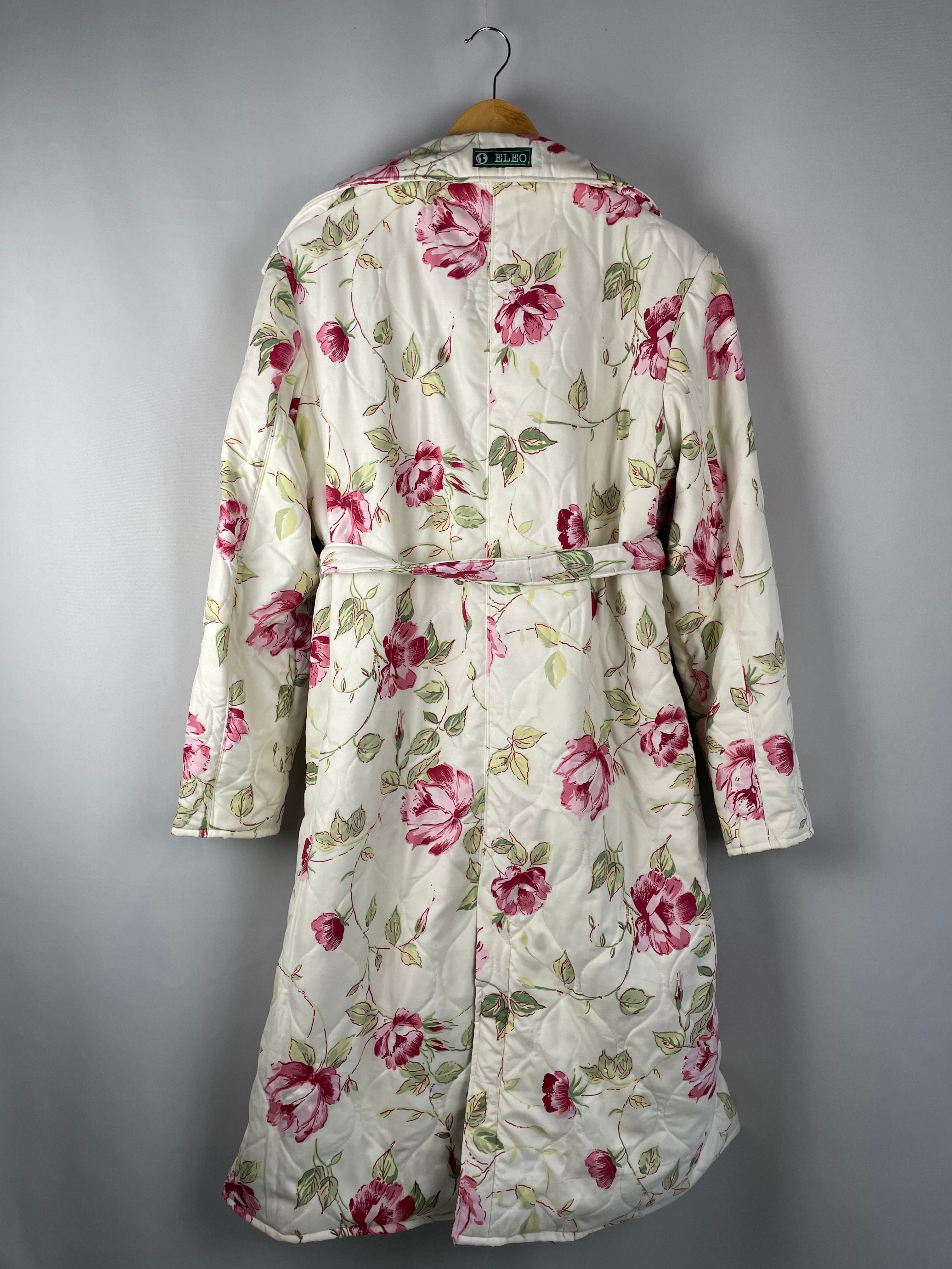 Knielanger Mantel mit Rosenprint